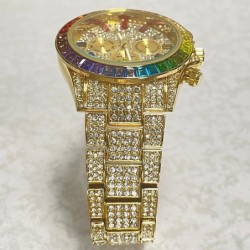 MISSFOX - Luxus-Quarzuhr - Regenbogendiamanten - wasserdicht