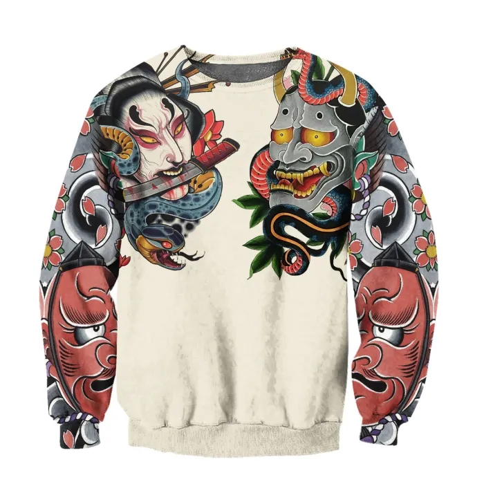 Japanische Kultur - Maskentätowierung gedruckt - Sweatshirt