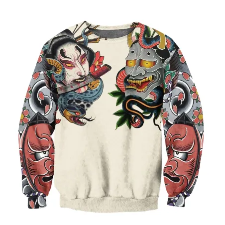 Japanische Kultur - Maskentätowierung gedruckt - Sweatshirt