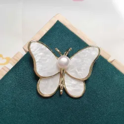 Shell butterfly with pearl - broochBrooches