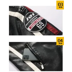 Kurze Lederjacke - dekorative Aufnäher