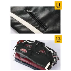 Kurze Lederjacke - dekorative Aufnäher