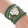 Mehrschichtiges Lederarmband – mit runder Quarzuhr