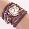 Mehrschichtiges Lederarmband – mit runder Quarzuhr