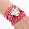 Mehrschichtiges Lederarmband – mit runder Quarzuhr