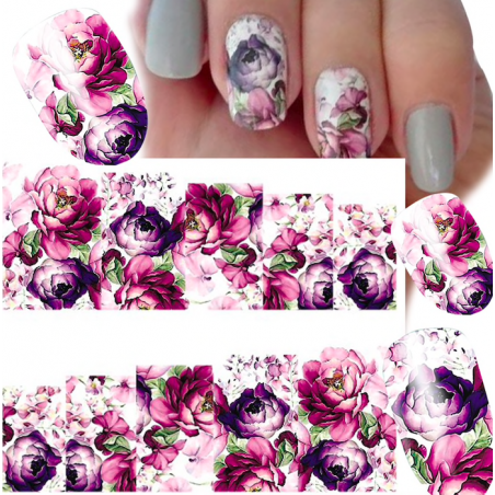 Dekorative Nagelaufkleber - Wassertransfer - Blumendesign