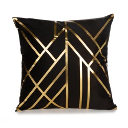 Dekorativer Kissenbezug – goldene Blätter / geometrisches Muster – 45 cm * 45 cm