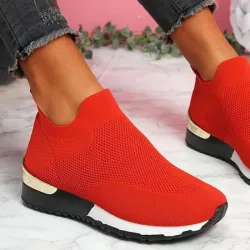 Mesh sports sneakers - slip on shoes - with high platformShoes