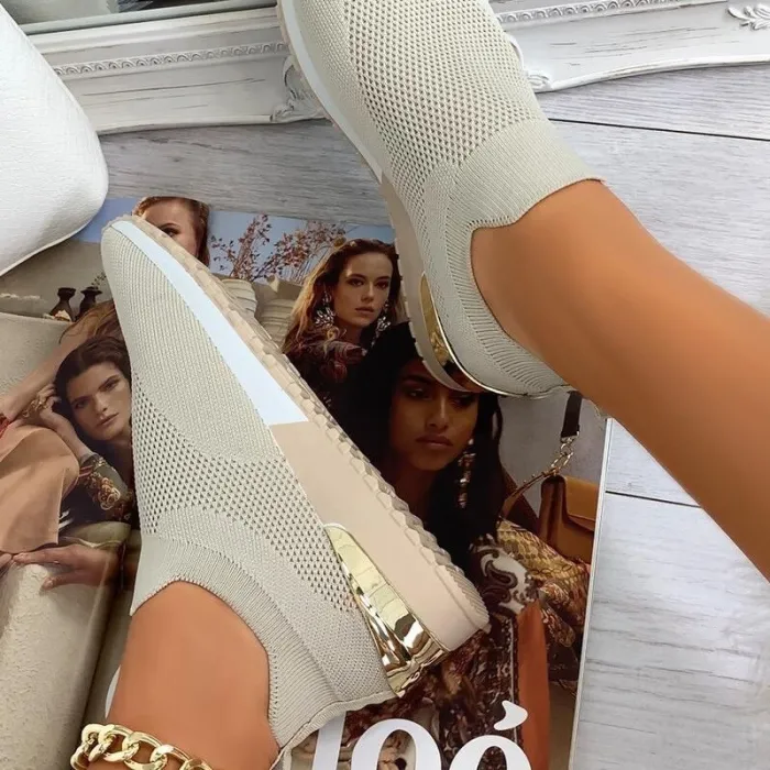 Mesh sports sneakers - slip on shoes - with high platformShoes