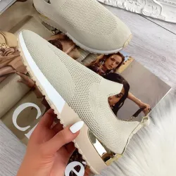 Mesh sports sneakers - slip on shoes - with high platformShoes