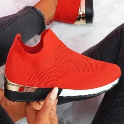 Mesh sports sneakers - slip on shoes - with high platformShoes