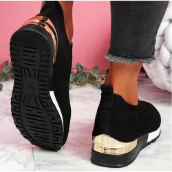 Mesh sports sneakers - slip on shoes - with high platformShoes