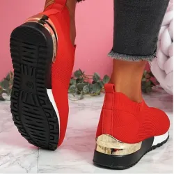 Mesh sports sneakers - slip on shoes - with high platformShoes