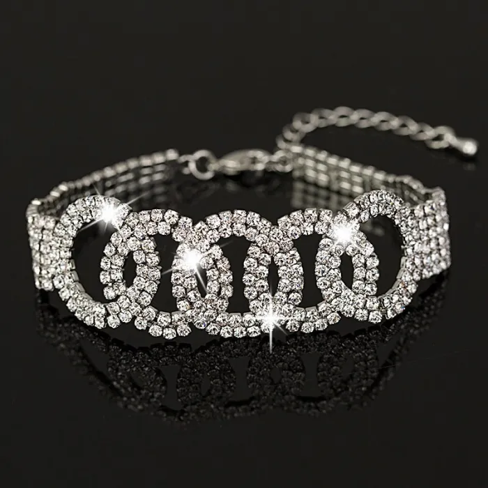 Luxurious silver bracelet with crystalsBracelets