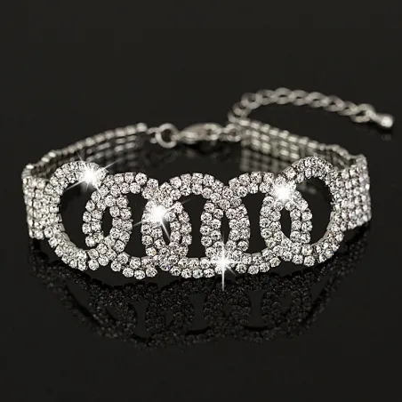 Luxurious silver bracelet with crystalsBracelets