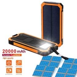Solar-Powerbank – Batterieladegerät – Dual-USB – wasserdicht – 20000 mAh