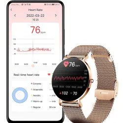 Elegante Smartwatch – ultradünn – 1,36 Zoll – AMOLED – HD-Display – wasserdicht – Edelstahl-Mesh-Armband