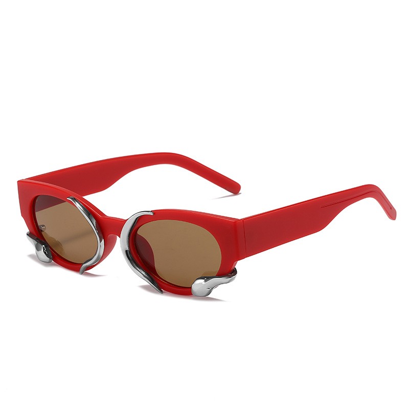 Punk style rectangle sunglasses - with snake decorationSunglasses
