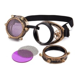 Steampunk / vintage round goggles - removable lenses / metal meshSunglasses