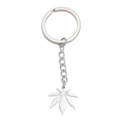 Silver keychain with maple leaf pendantKeyrings