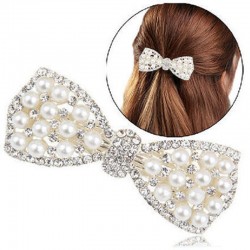 Kristallschleife mit Perlen – Haarspange