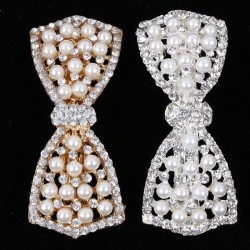 Kristallschleife mit Perlen – Haarspange