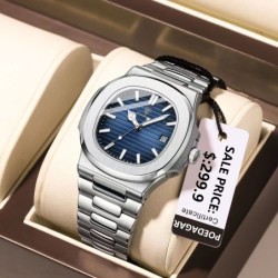 POEDAGAR - elegant Quartz watch - waterproof - stainless steel - blueWatches