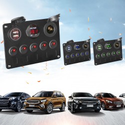 Wippschalter-Panel – wasserdichtes digitales Voltmeter – für Auto – Boot – LKW – 12 V – USB – LED