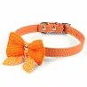 Lederhalsband mit gestrickter Schleife - für Hunde / Katzen