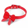 Lederhalsband mit gestrickter Schleife - für Hunde / Katzen