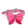 Lederhalsband mit gestrickter Schleife - für Hunde / Katzen