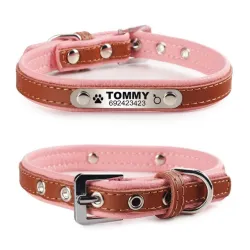 Hunde-/Katzenhalsband – ID-Tag – personalisiert – graviert – Leder