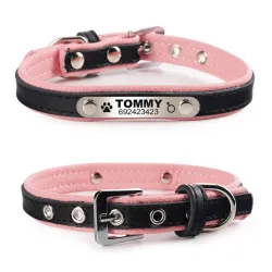 Hunde-/Katzenhalsband – ID-Tag – personalisiert – graviert – Leder