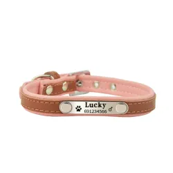 Hunde-/Katzenhalsband – ID-Tag – personalisiert – graviert – Leder