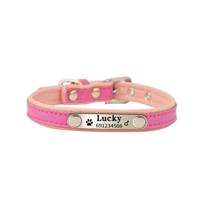 Hunde-/Katzenhalsband – ID-Tag – personalisiert – graviert – Leder