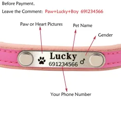 Hunde-/Katzenhalsband – ID-Tag – personalisiert – graviert – Leder