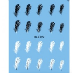 Schwarz/weiße Federn - Nagelsticker - Nailart - 20 Stück