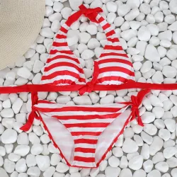 Sexy gestreiftes Bikini-Set