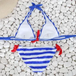 Sexy gestreiftes Bikini-Set