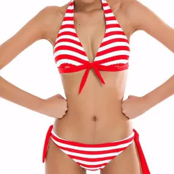 Sexy gestreiftes Bikini-Set