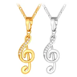 Music note pendant / crystals - with necklaceNecklaces