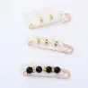Elegant brooch - safety pin - with black / white pearls - 3 piecesBrooches