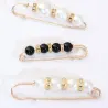 Elegant brooch - safety pin - with black / white pearls - 3 piecesBrooches