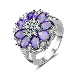 Eleganter Silberring - Kristallblume