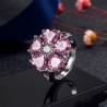 Elegant silver ring - with pink crystal flowerRings