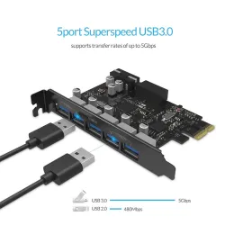 ORICO – USB 3.0 – PCI-E-Erweiterungskarte – 5-Port-HUB – Adapter