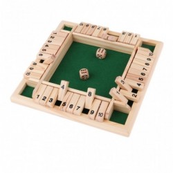 Shut the Box – Würfelbrettspiel – 4-seitig – 10 Zahlen – Holzspielzeug – 4 Spieler