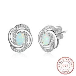 Ohrringe mit gedrehtem Knoten – mit Opal/Kristallen