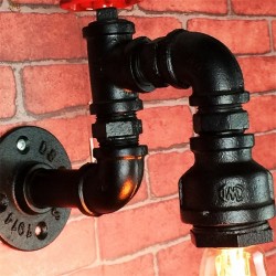 Amerikanische Industrierohr-Wandlampe aus Eisen