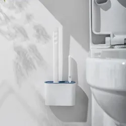 Silicone TPR Toilet Brush and Holder Toilet Bowl Brush with Holder Set Wall Hanging Toilet Brush Silicone Bristles for FloorHome